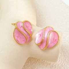 French trend color enamel cute earrings stainless steel earrings