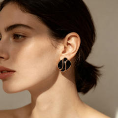 French trend color enamel cute earrings stainless steel earrings