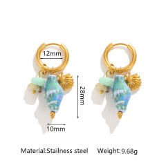 1/pair-conch pendant blue earrings