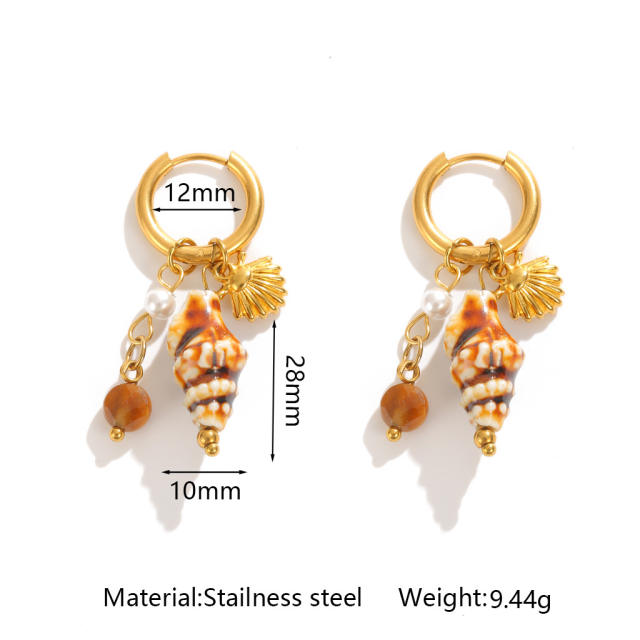 New Style Personalized Conch Earrings Simple Ocean Shell Stud Earrings Stainless Steel earrings