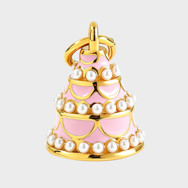 Sweet color enamel cake heart stereo stainless steel charms diy jewelry accessory