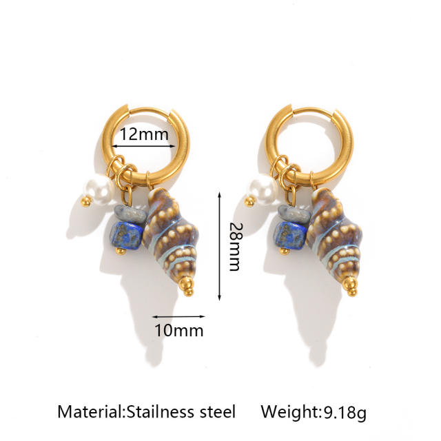 New Style Personalized Conch Earrings Simple Ocean Shell Stud Earrings Stainless Steel earrings