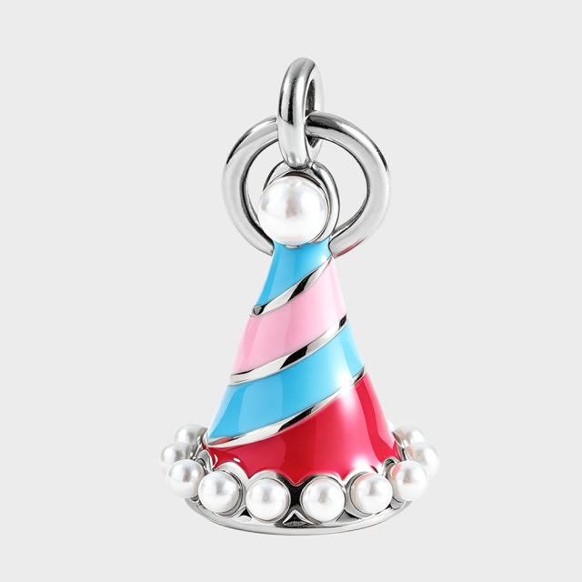 Sweet color enamel cake heart stereo stainless steel charms diy jewelry accessory
