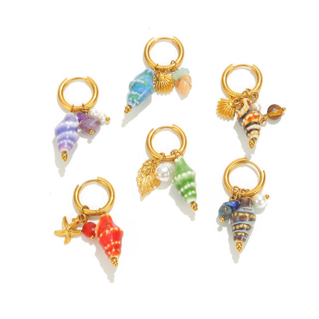 New Style Personalized Conch Earrings Simple Ocean Shell Stud Earrings Stainless Steel earrings