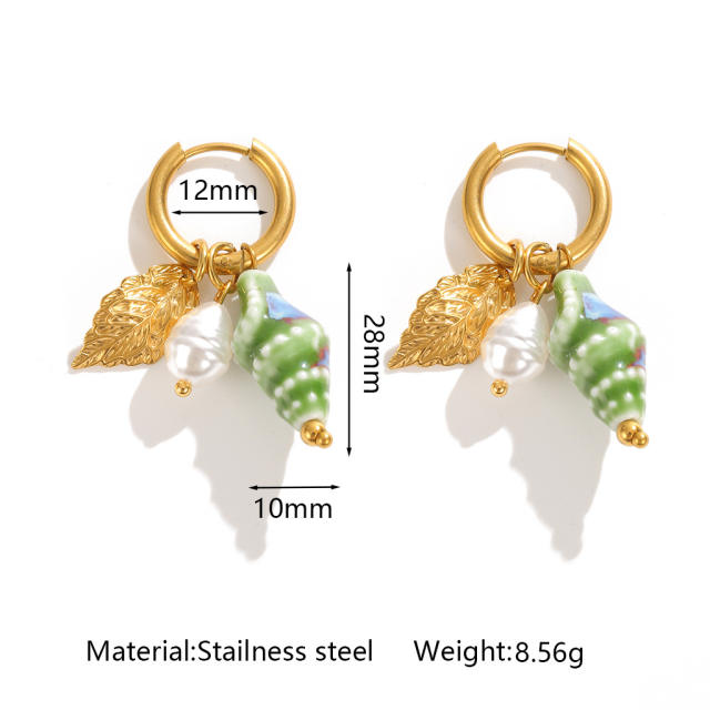New Style Personalized Conch Earrings Simple Ocean Shell Stud Earrings Stainless Steel earrings