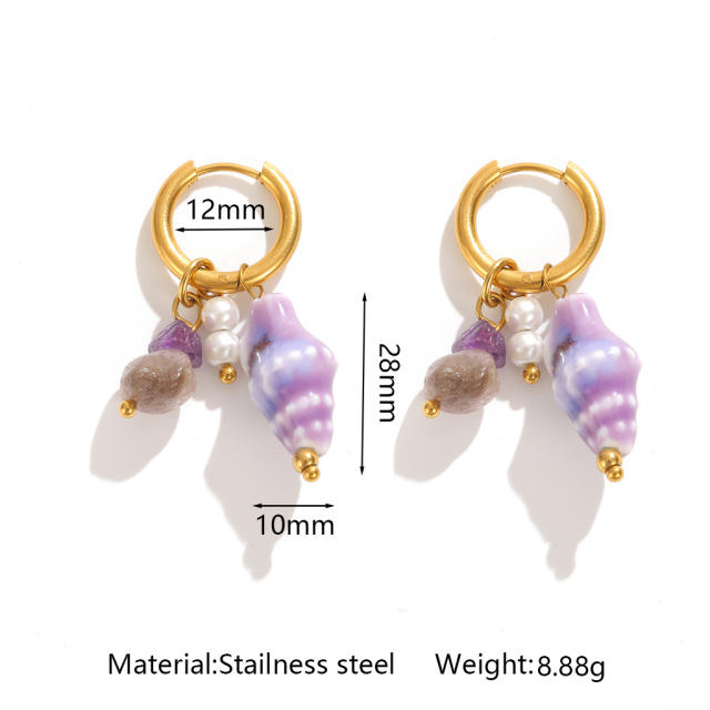 New Style Personalized Conch Earrings Simple Ocean Shell Stud Earrings Stainless Steel earrings