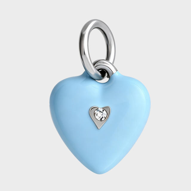 Sweet color enamel cake heart stereo stainless steel charms diy jewelry accessory