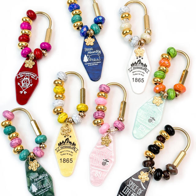 Y2K colorful bead outdoor U shape keychain bag charms