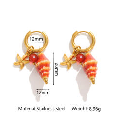 1/pair-conch pendant red earrings