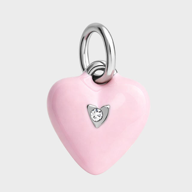 Sweet color enamel cake heart stereo stainless steel charms diy jewelry accessory