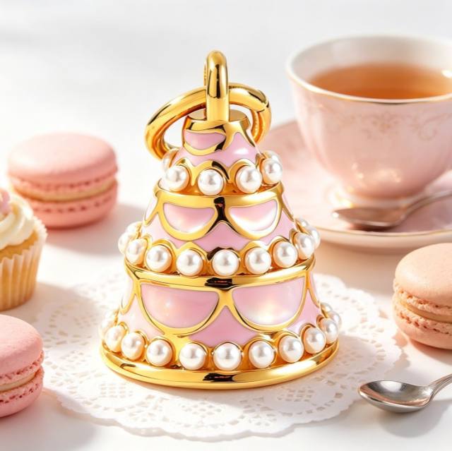 Sweet color enamel cake heart stereo stainless steel charms diy jewelry accessory