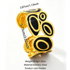 Cheap price color enamel geometric shape stainless steel bangle wide bangle