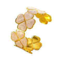 Color enamel lucky flower stainless steel bangle bracelet