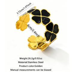 Color enamel lucky flower stainless steel bangle bracelet