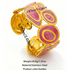 Cheap price color enamel geometric shape stainless steel bangle wide bangle