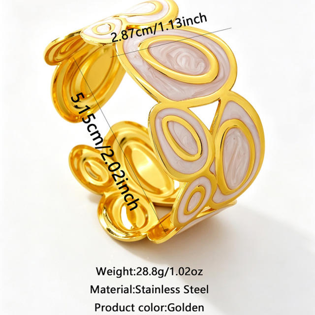 Cheap price color enamel geometric shape stainless steel bangle wide bangle