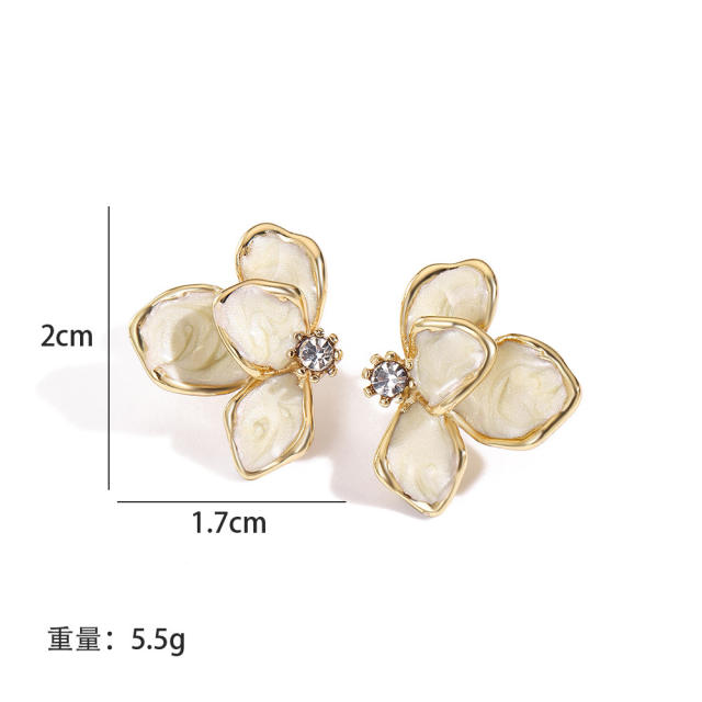 Irregular Geometric Wave Earrings black white enamel stainless steel earrings
