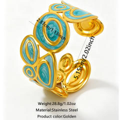 Cheap price color enamel geometric shape stainless steel bangle wide bangle