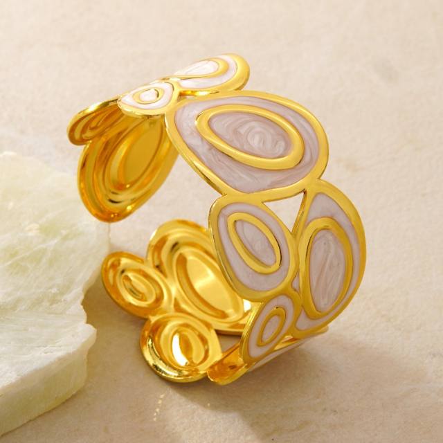 Cheap price color enamel geometric shape stainless steel bangle wide bangle