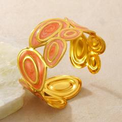 Cheap price color enamel geometric shape stainless steel bangle wide bangle