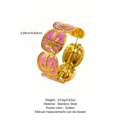 Holiday design color enamel coconut tree stainless steel bangle bracelet