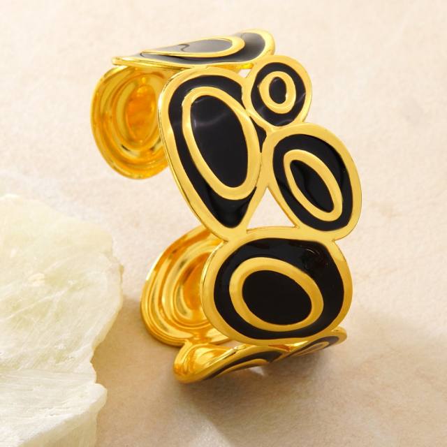 Cheap price color enamel geometric shape stainless steel bangle wide bangle