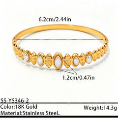 Delicate diamond inlaid hollow out stainless steel bangle bracelet