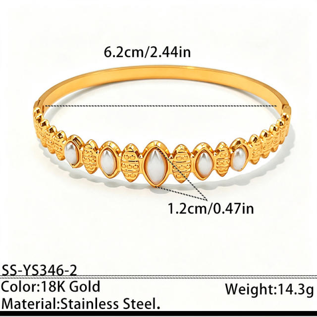 Delicate diamond inlaid hollow out stainless steel bangle bracelet