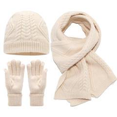 3pcs set plain color corchet hats scarf gloove set winter