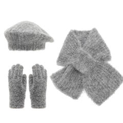 3pcs set popular beret scarf gloove warm set for winter