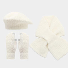 3pcs set popular beret scarf gloove warm set for winter