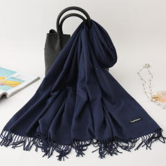 Solid Color Imitation Cashmere Scarf for Women Warm Shawl with Tassels