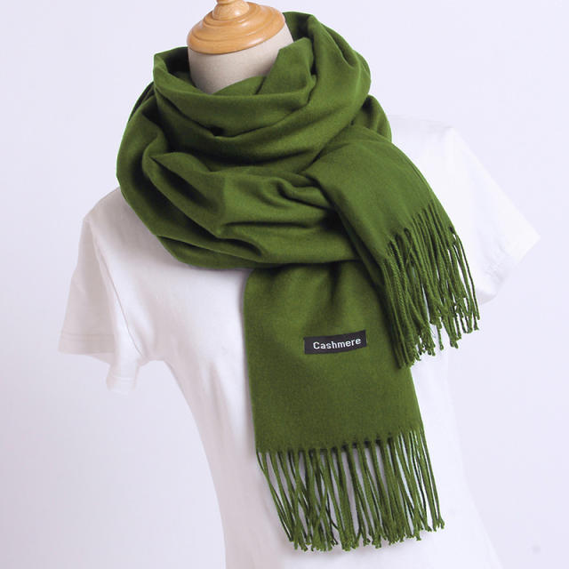 Solid Color Imitation Cashmere Scarf for Women Warm Shawl with Tassels