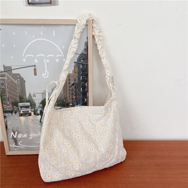 Fresh Daisy Canvas Bag Women's Artistic Shoulder Bag floral crossbody bag