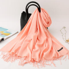 Solid Color Imitation Cashmere Scarf for Women Warm Shawl with Tassels