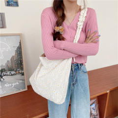 Fresh Daisy Canvas Bag Women's Artistic Shoulder Bag floral crossbody bag