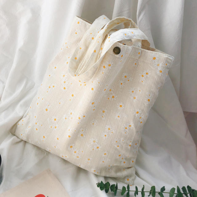 Fresh Daisy Canvas Bag Women's Artistic Shoulder Bag floral crossbody bag