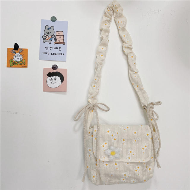 Fresh Daisy Canvas Bag Women's Artistic Shoulder Bag floral crossbody bag