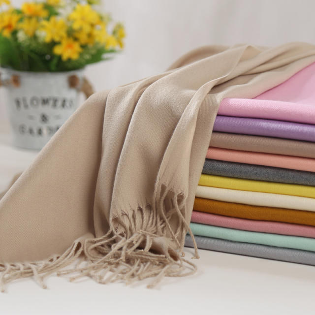 Solid Color Imitation Cashmere Scarf for Women Warm Shawl with Tassels
