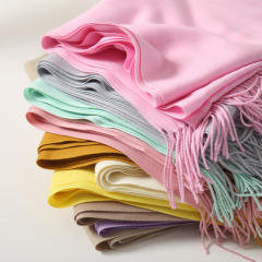 Solid Color Imitation Cashmere Scarf for Women Warm Shawl with Tassels