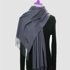 Solid Color Imitation Cashmere Scarf for Women Warm Shawl with Tassels
