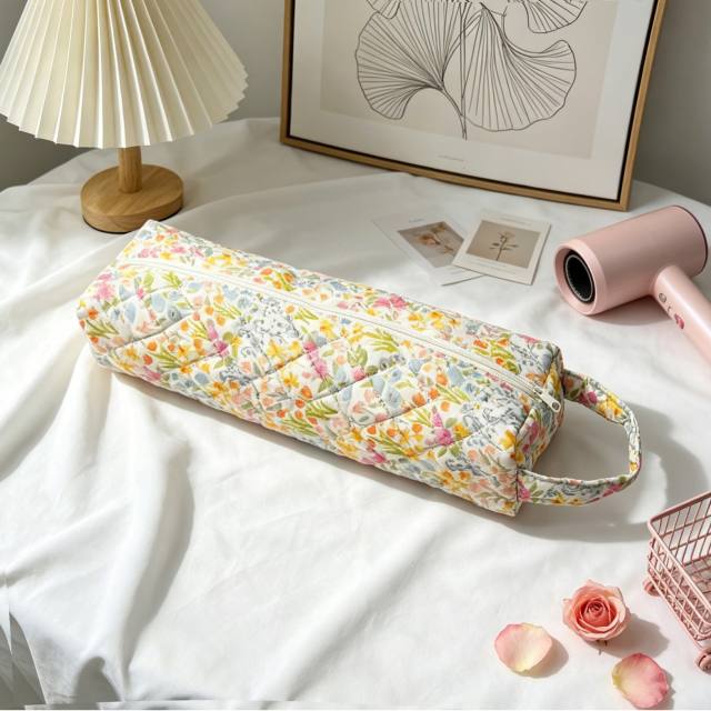 Hair dryer bag with floral patterns large capacity travel storage bag