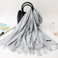 Solid Color Imitation Cashmere Scarf for Women Warm Shawl with Tassels