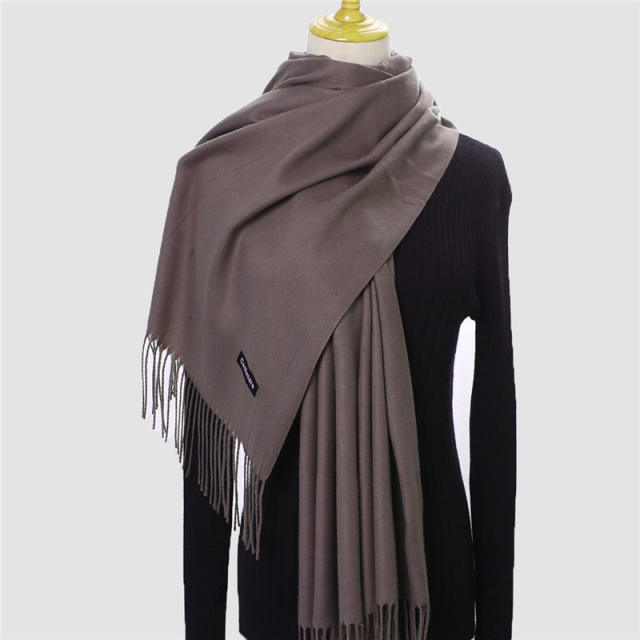 Solid Color Imitation Cashmere Scarf for Women Warm Shawl with Tassels