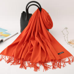 Solid Color Imitation Cashmere Scarf for Women Warm Shawl with Tassels