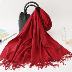 Solid Color Imitation Cashmere Scarf for Women Warm Shawl with Tassels