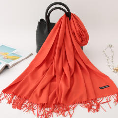 Solid Color Imitation Cashmere Scarf for Women Warm Shawl with Tassels