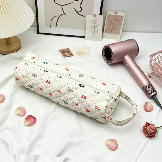 Hair dryer bag with floral patterns large capacity travel storage bag