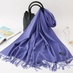 Solid Color Imitation Cashmere Scarf for Women Warm Shawl with Tassels