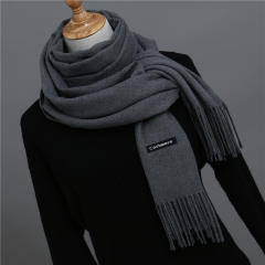 Solid Color Imitation Cashmere Scarf for Women Warm Shawl with Tassels